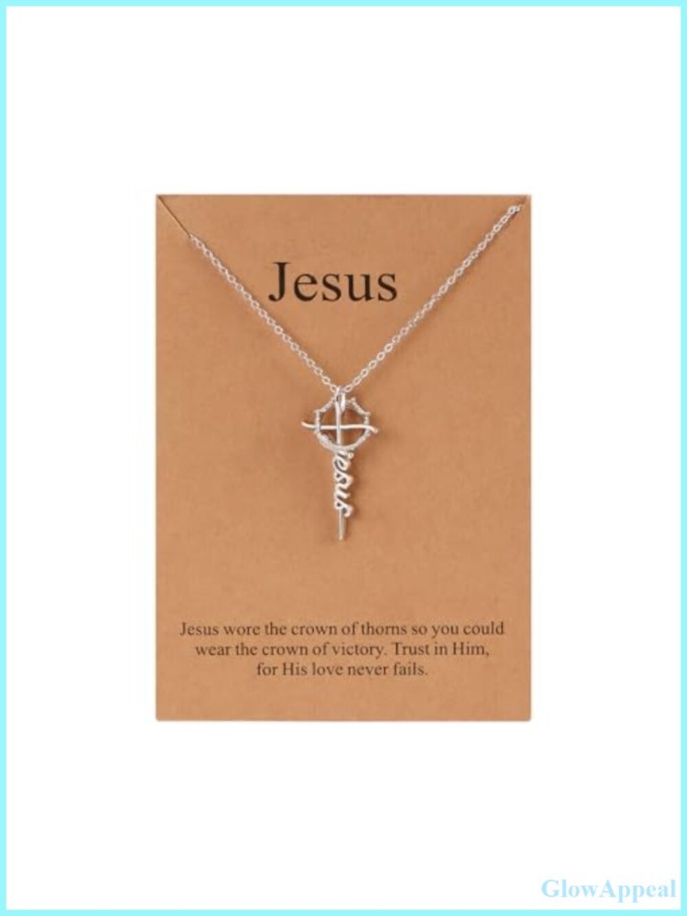 Crown of Thorns Cross Necklace Stainless Steel 18in Jesus Pendant